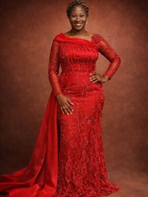This is Floor Length Red Gow