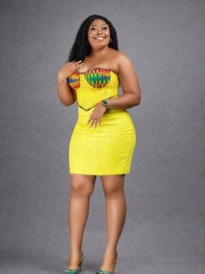 This is Sunburst Kente Glam Dress