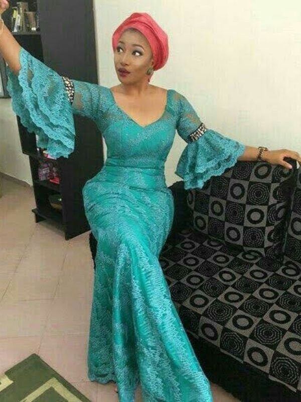 Turquoise Lace Gown